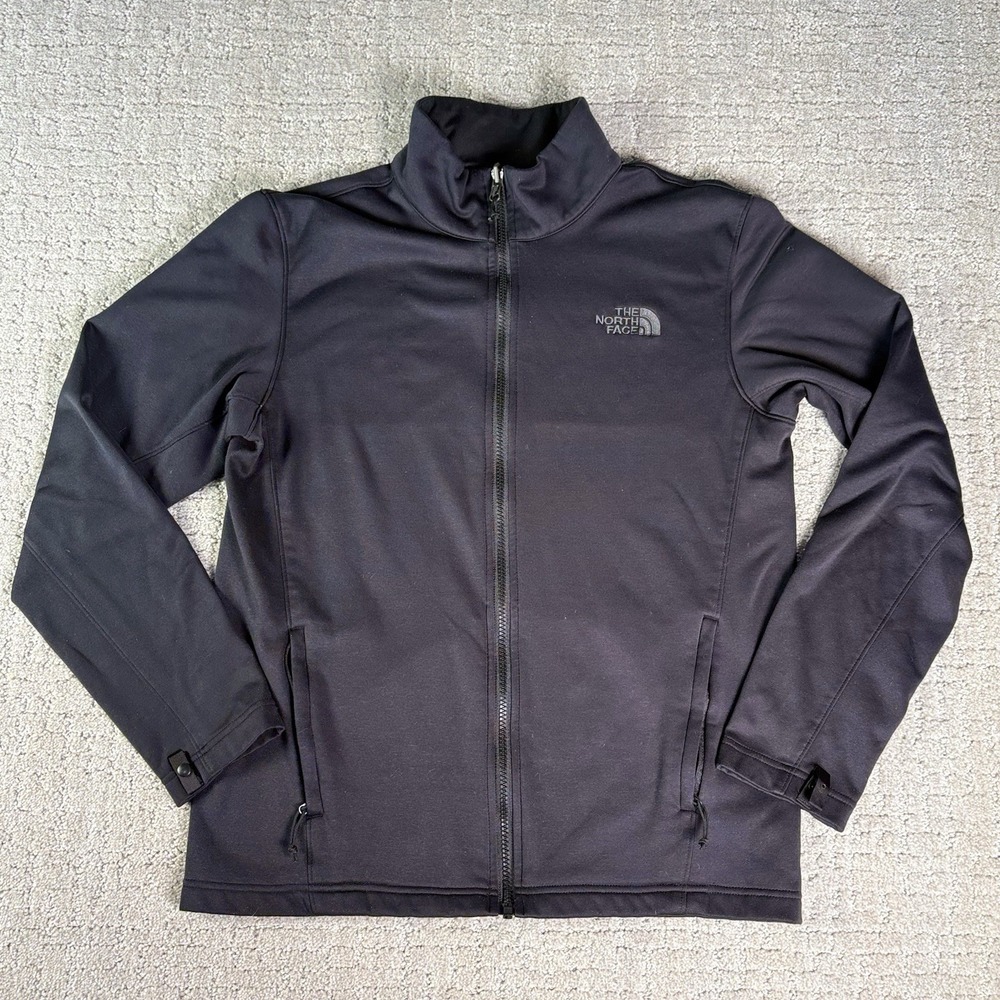 North Face Jacket Mens Small Tech Fleece Zip Run Warm Up Jog Black